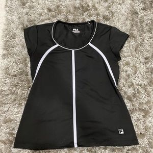 Black and White Fila Workout Top